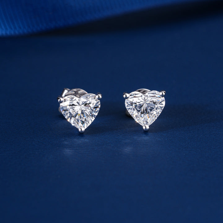 2.20 TCW Lab Grown Diamond Heart Cut Stud Earrings