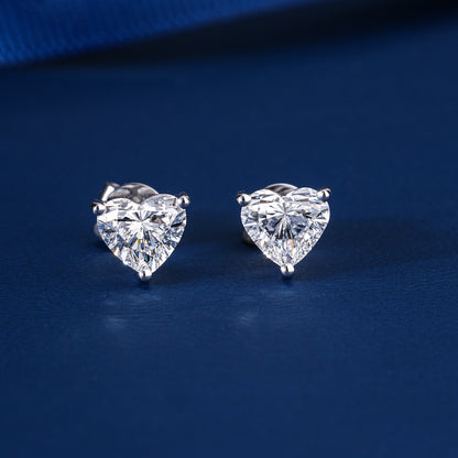 2.50 CT Lab Grown Diamond Heart Shape Stud Earrings