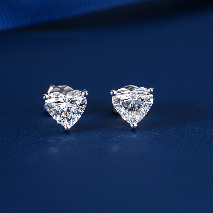 2.50 CT Lab Grown Diamond Heart Shape Stud Earrings