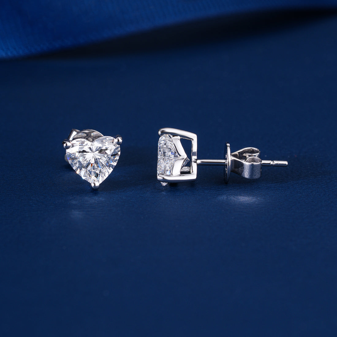 2.20 TCW Lab Grown Diamond Heart Cut Stud Earrings