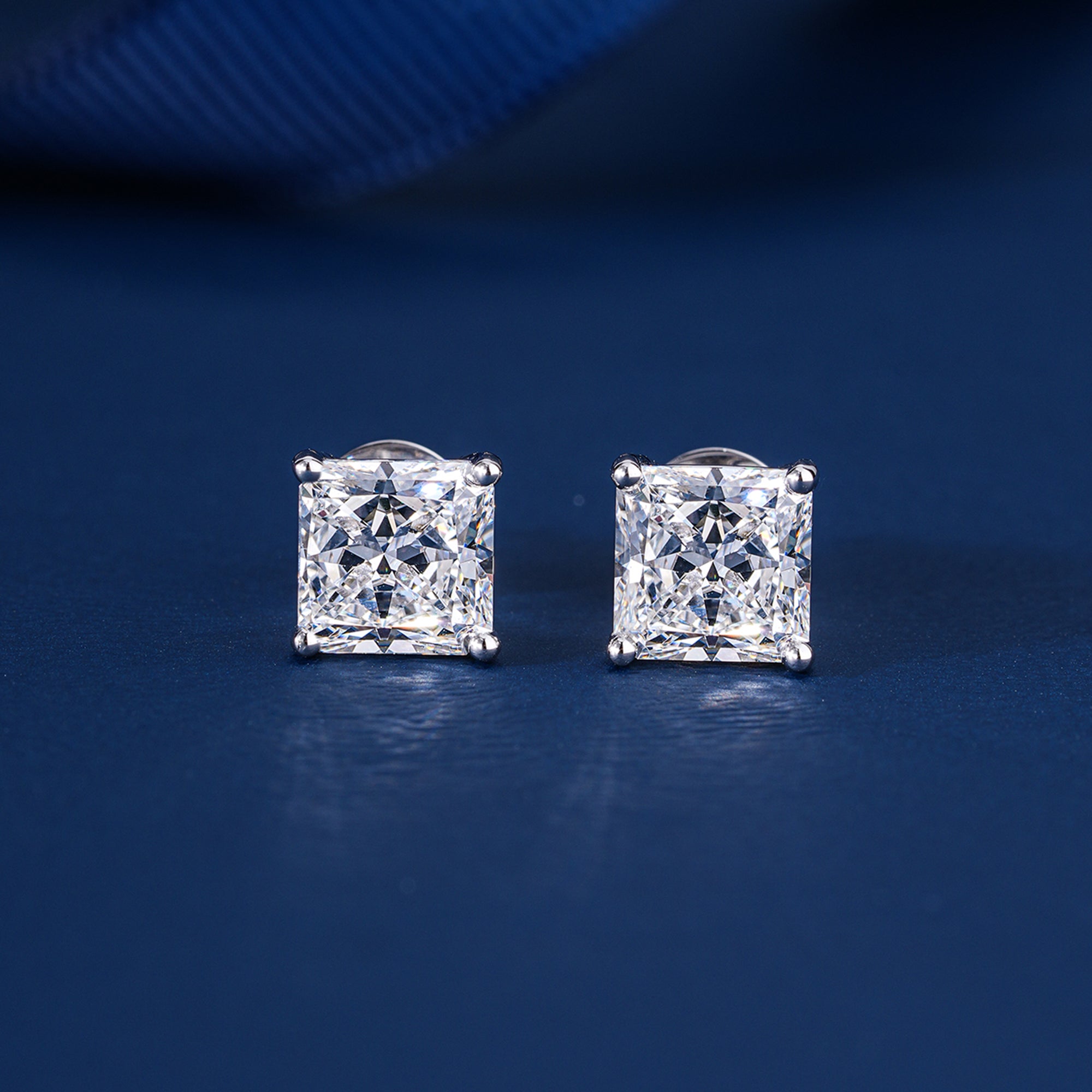3.20 TCW Princess Cut Lab Grown Diamond Stud Earrings