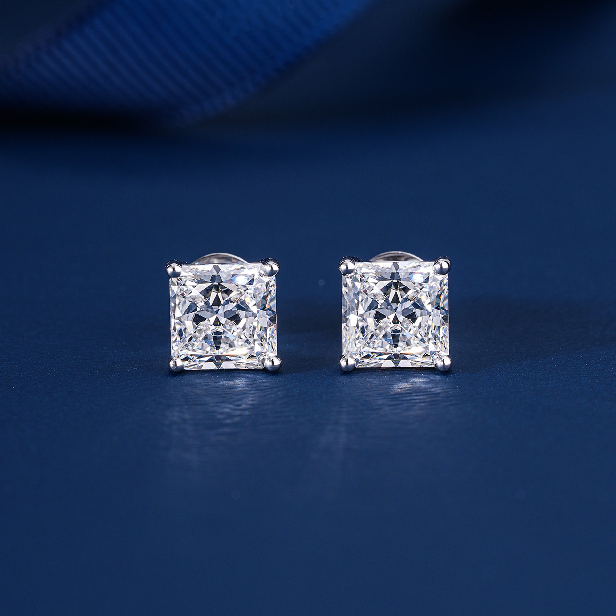 2.20 TCW Princess Cut Lab Grown Diamond Stud Earrings