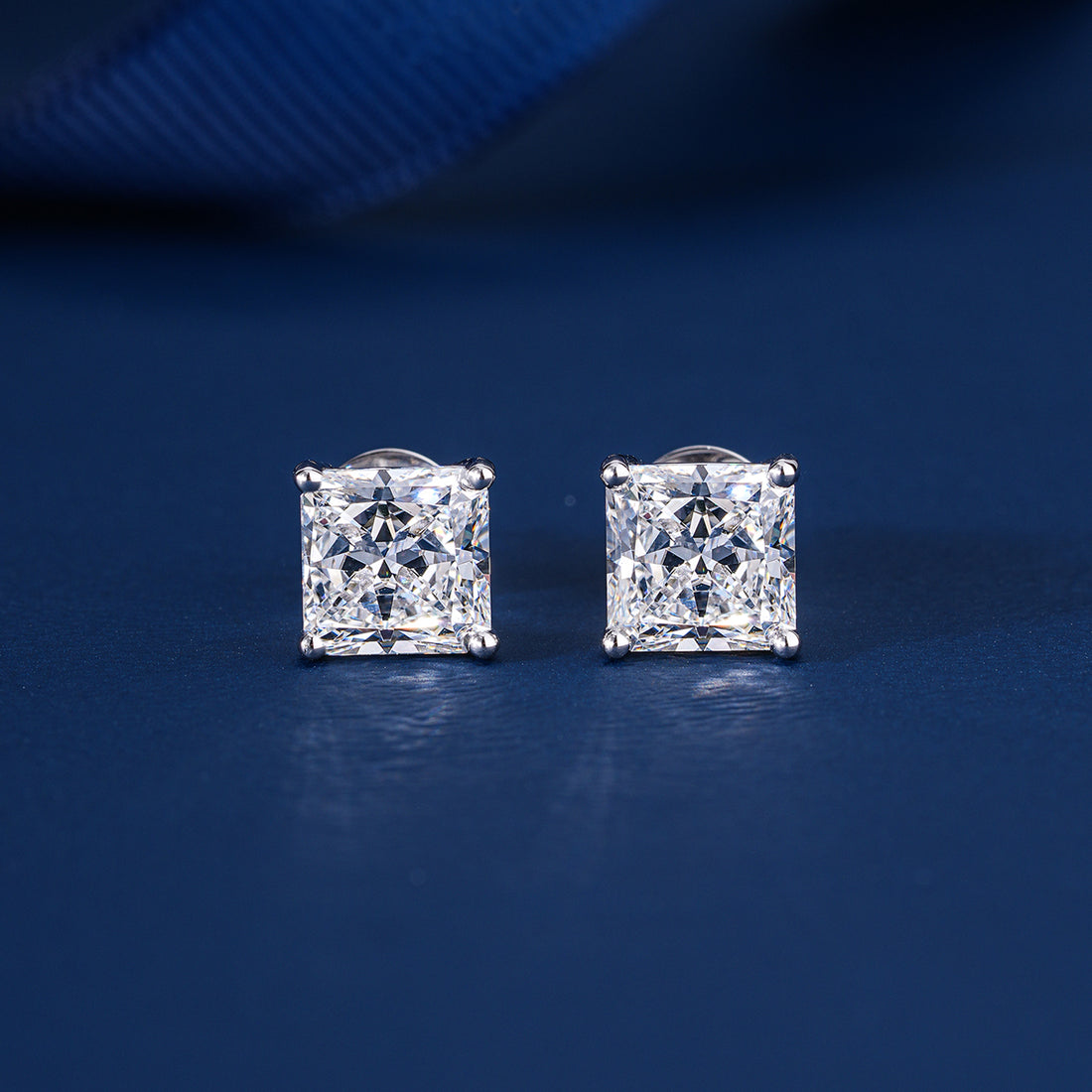 2.20 TCW Princess Cut Lab Grown Diamond Stud Earrings