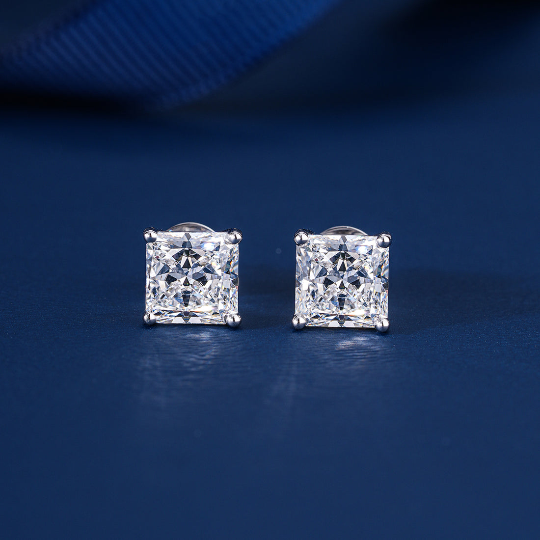 1.25 TCW Lab Grown Diamond Princess Cut Stud Earrings