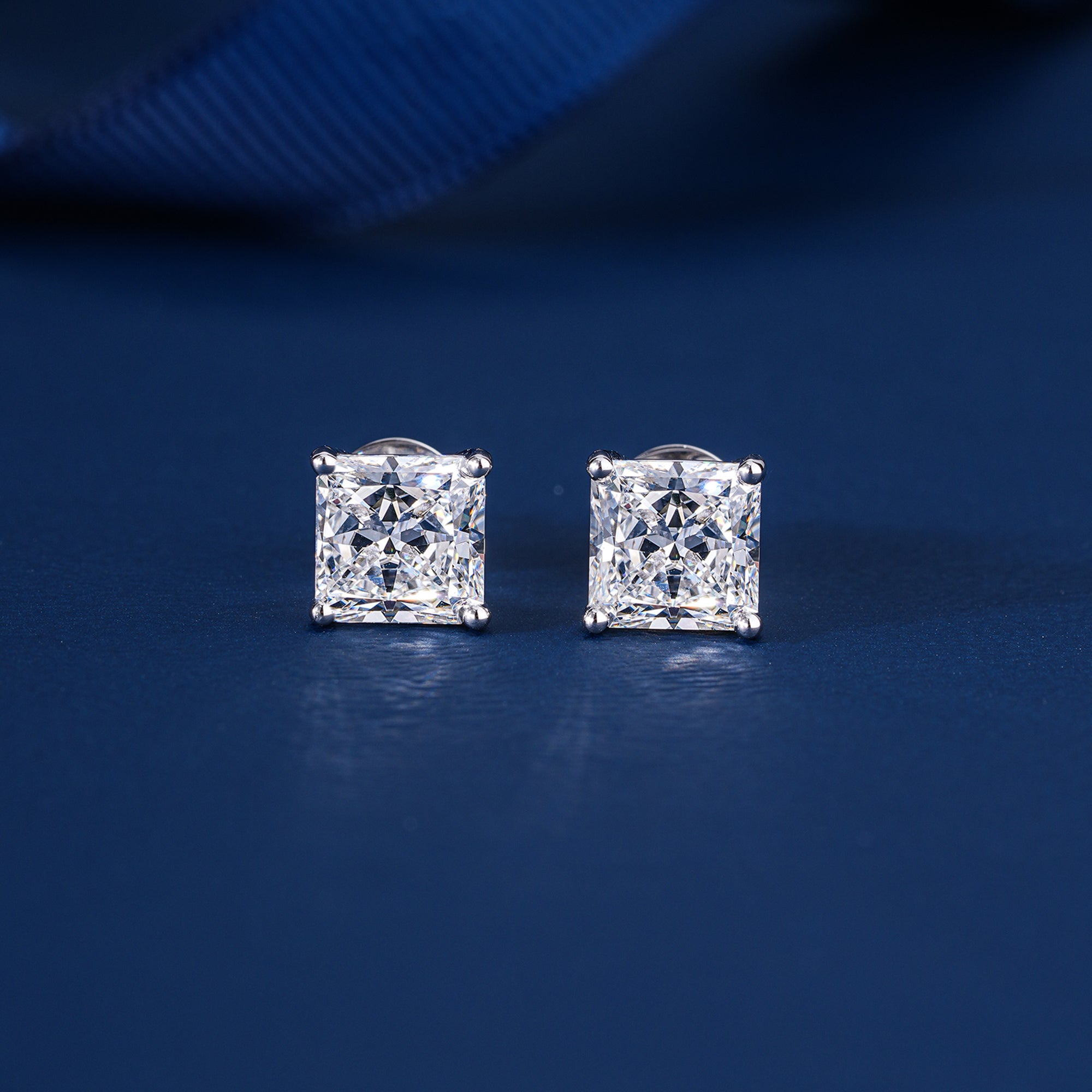 1.40 TCW Princess Cut Lab Grown Diamond Stud Earrings