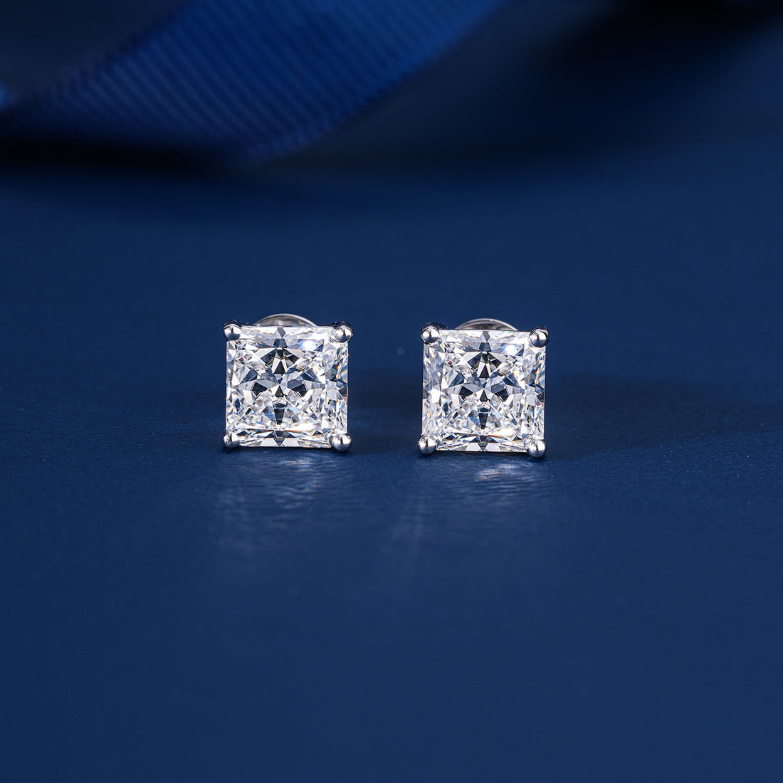 1.40 TCW Princess Cut Lab Grown Diamond Stud Earrings
