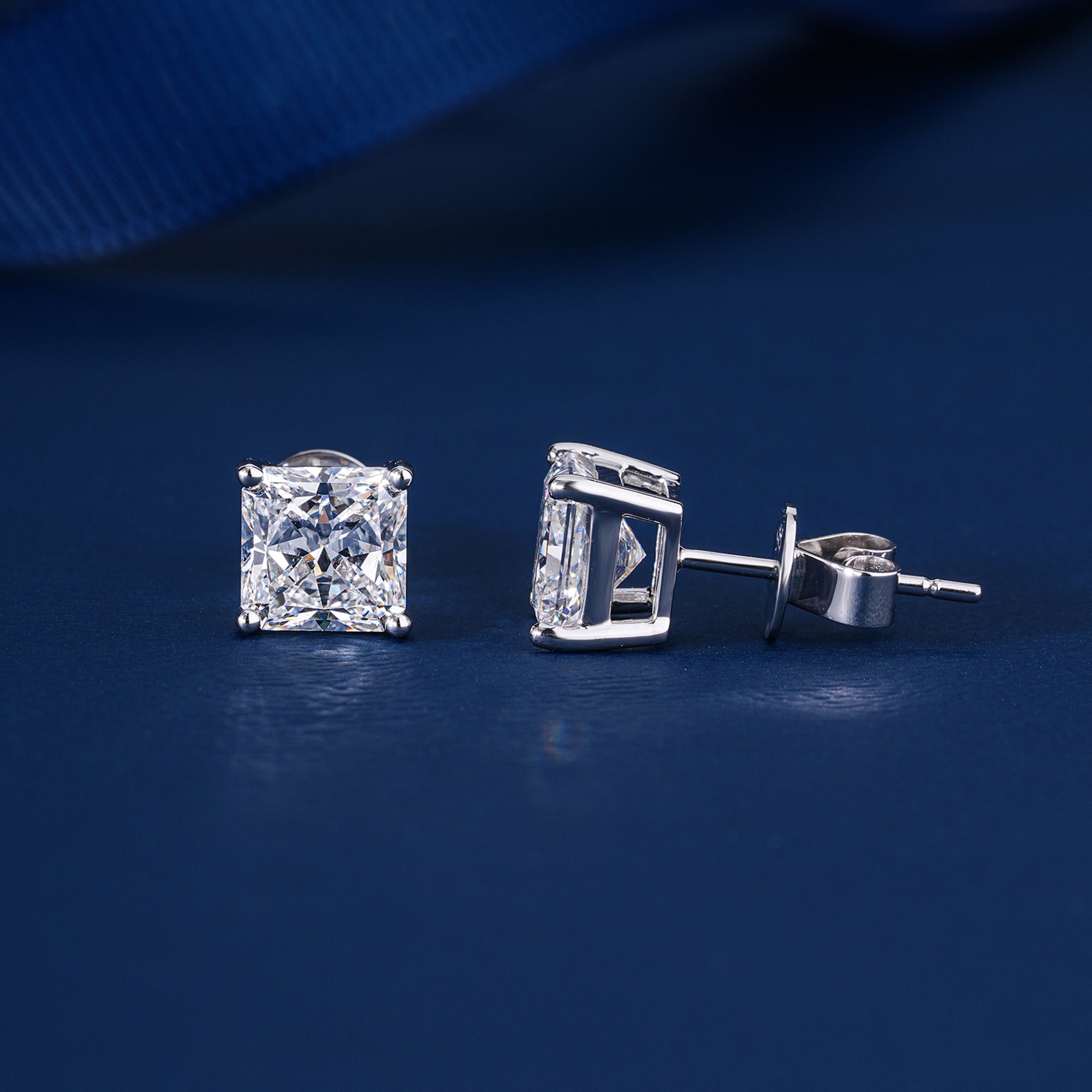 2.20 TCW Princess Cut Lab Grown Diamond Stud Earrings