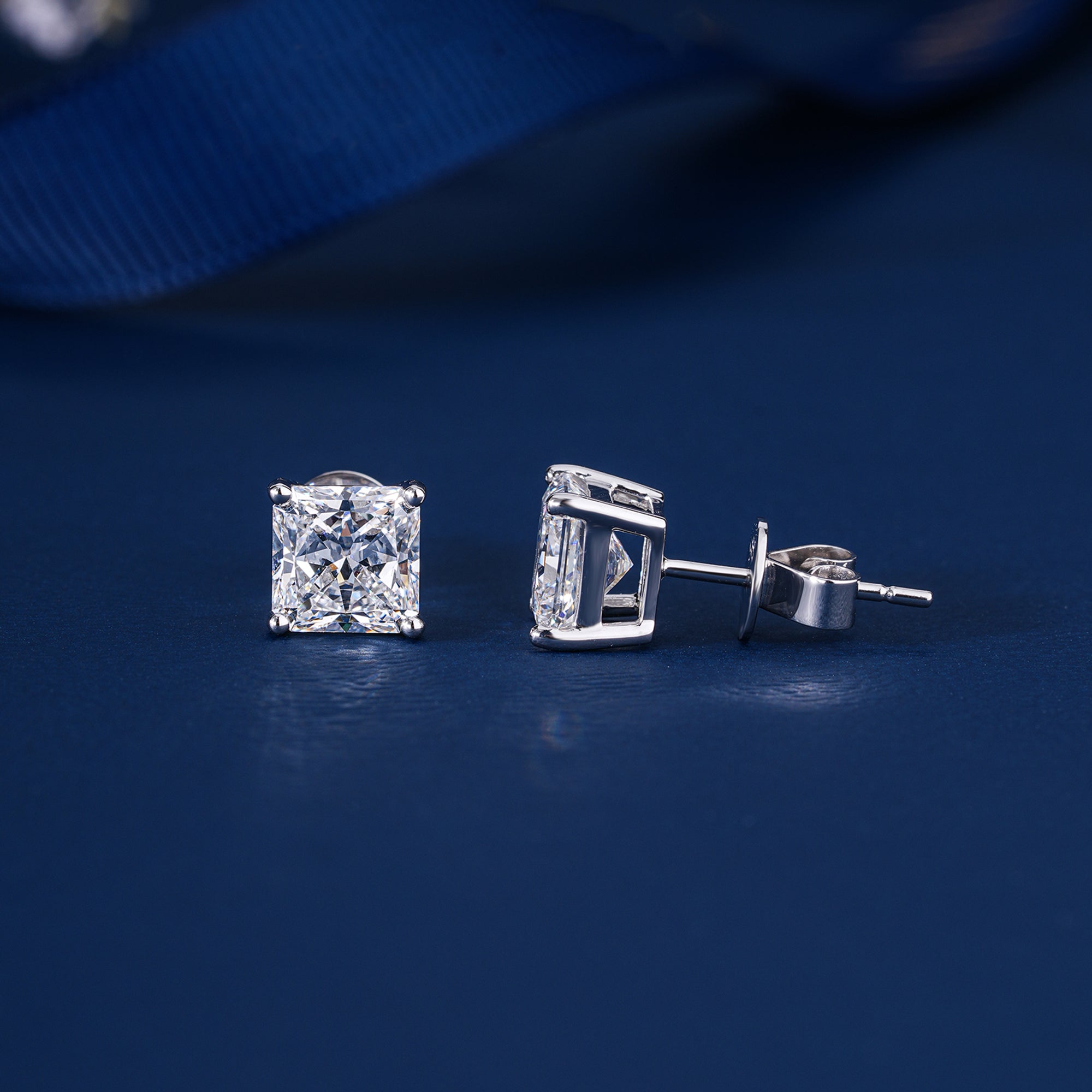 1.40 TCW Princess Cut Lab Grown Diamond Stud Earrings