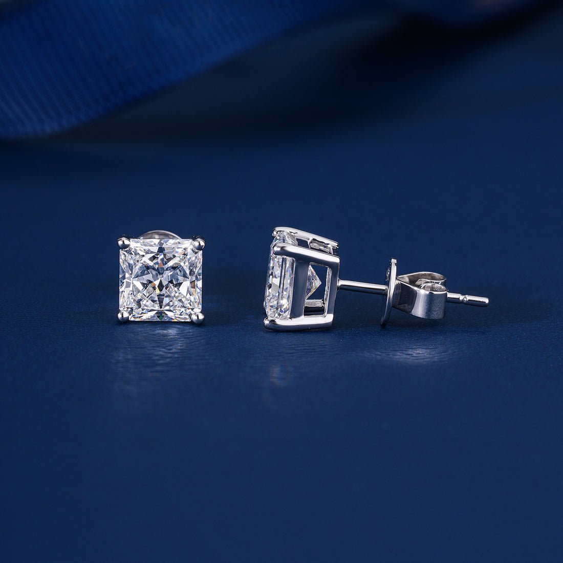 1.25 TCW Lab Grown Diamond Princess Cut Stud Earrings
