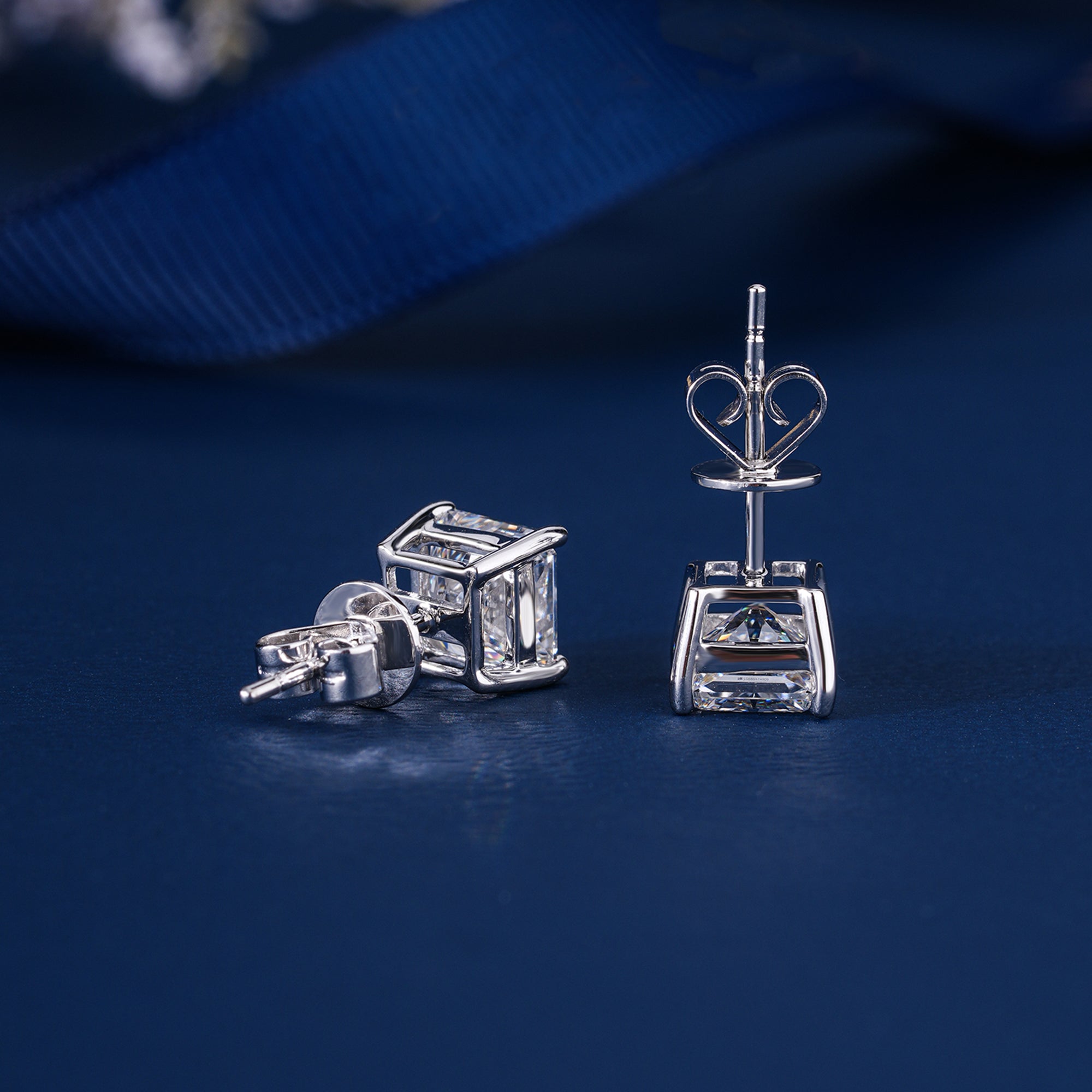 2.20 TCW Princess Cut Lab Grown Diamond Stud Earrings