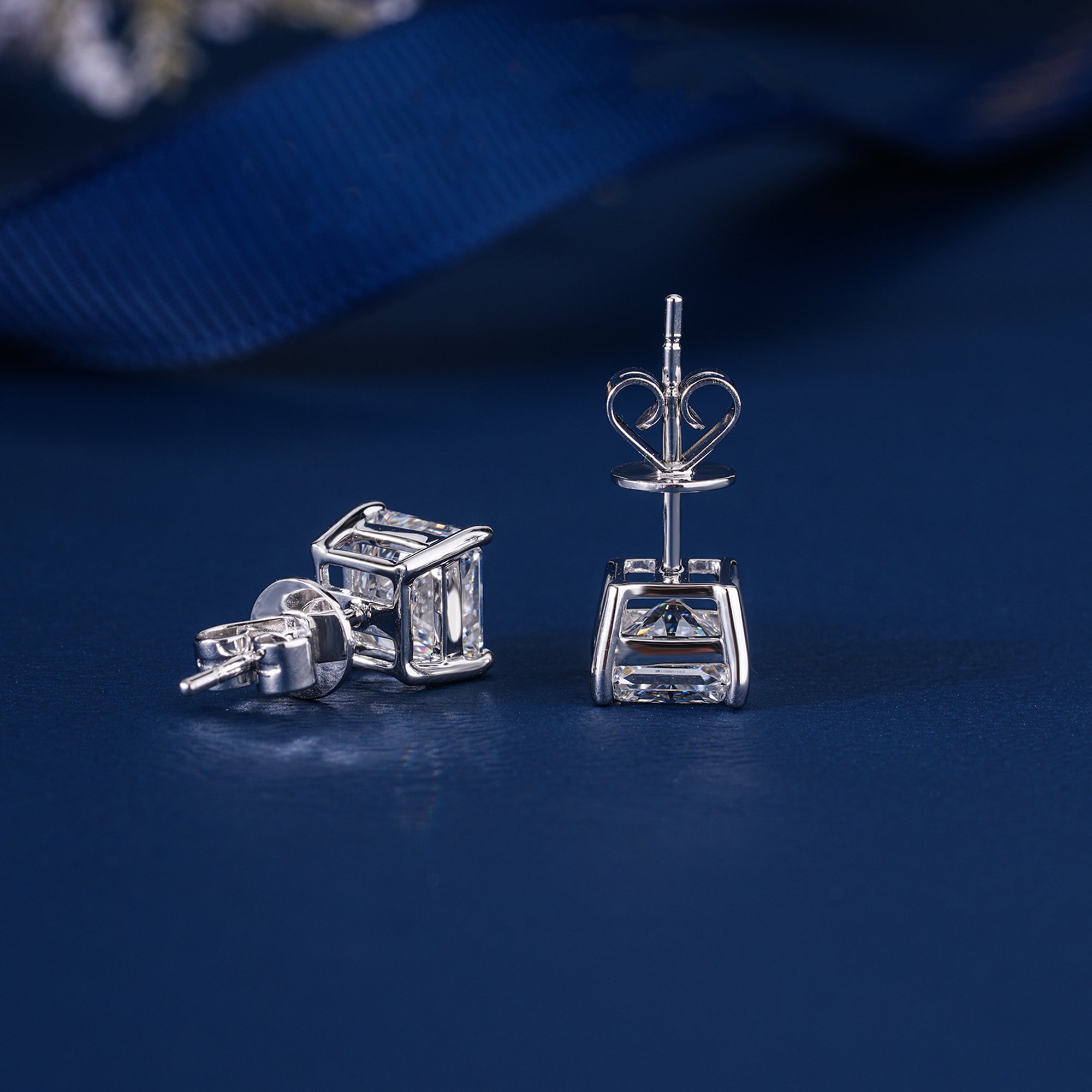 3.20 TCW Princess Cut Lab Grown Diamond Stud Earrings