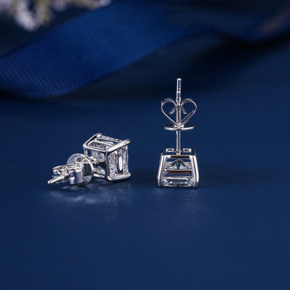 3.20 TCW Princess Cut Lab Grown Diamond Stud Earrings