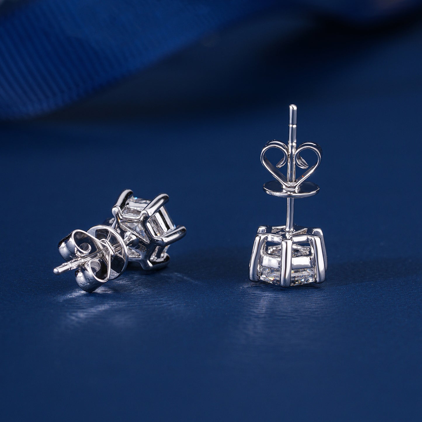 2.0 TCW Hexagon Cut Lab Grown Diamond Stud Earrings