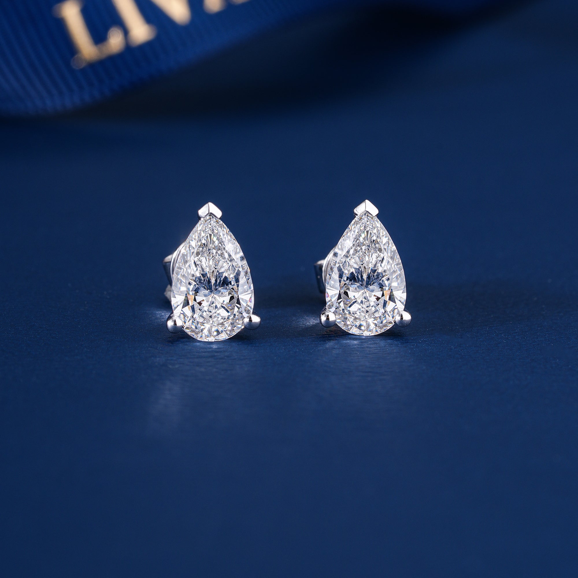 2.40 TCW Pear Cut Lab Grown Diamond Stud Earrings