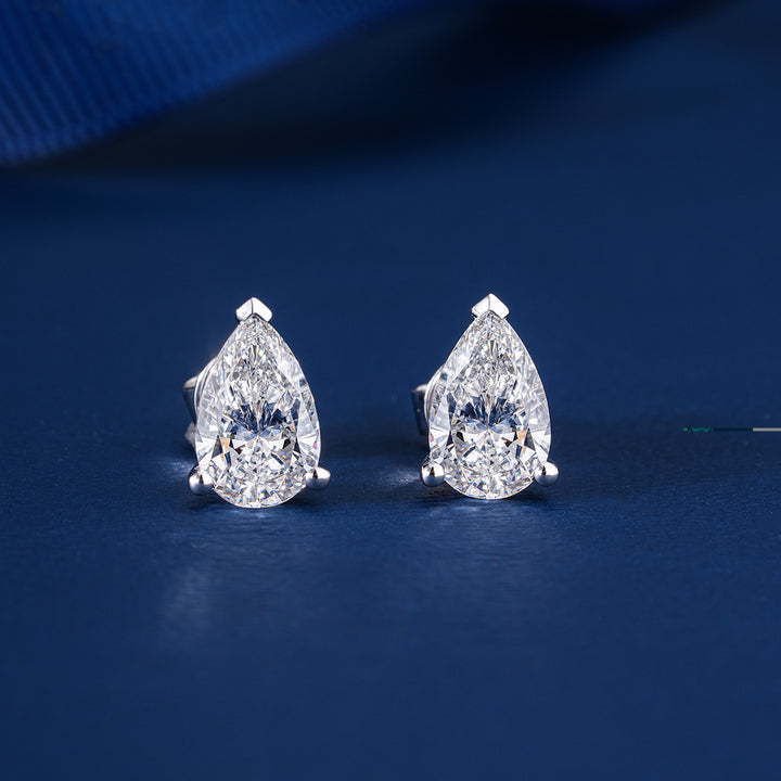 2.50 TCW Pear Cut Lab Grown Diamond Stud Earrings