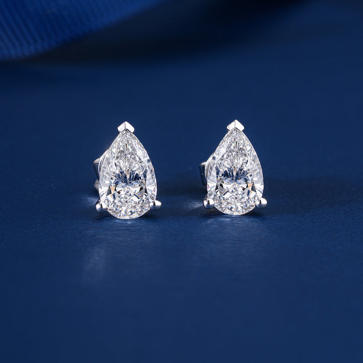 1.0 TCW Pear Cut Lab Grown Diamond Stud Earrings