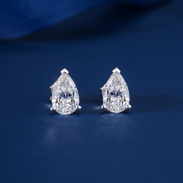 2.15 TCW Pear Cut Lab Grown Diamond Stud Earrings