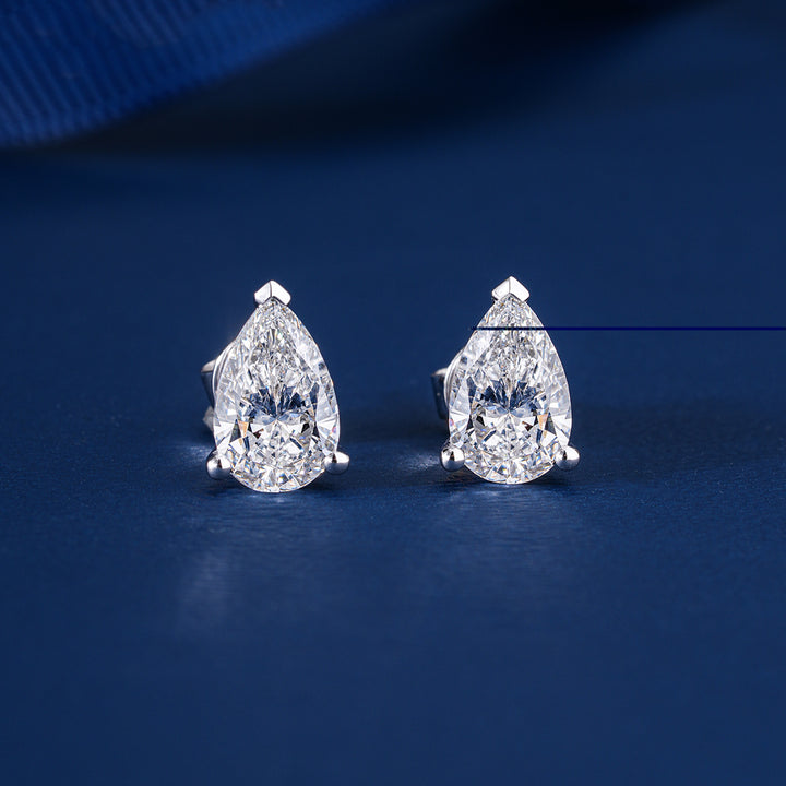2.15 TCW Pear Cut Lab Grown Diamond Stud Earrings