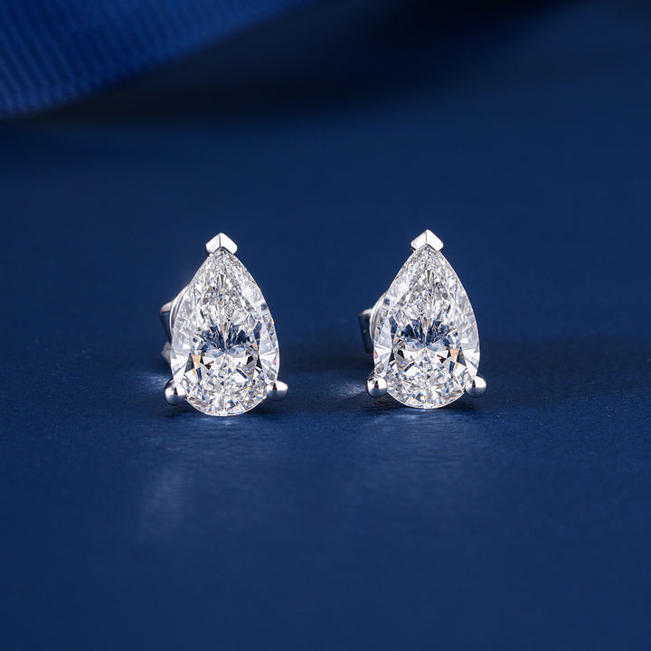 1.50 TCW Pear Cut Lab Grown Diamond Stud Earrings