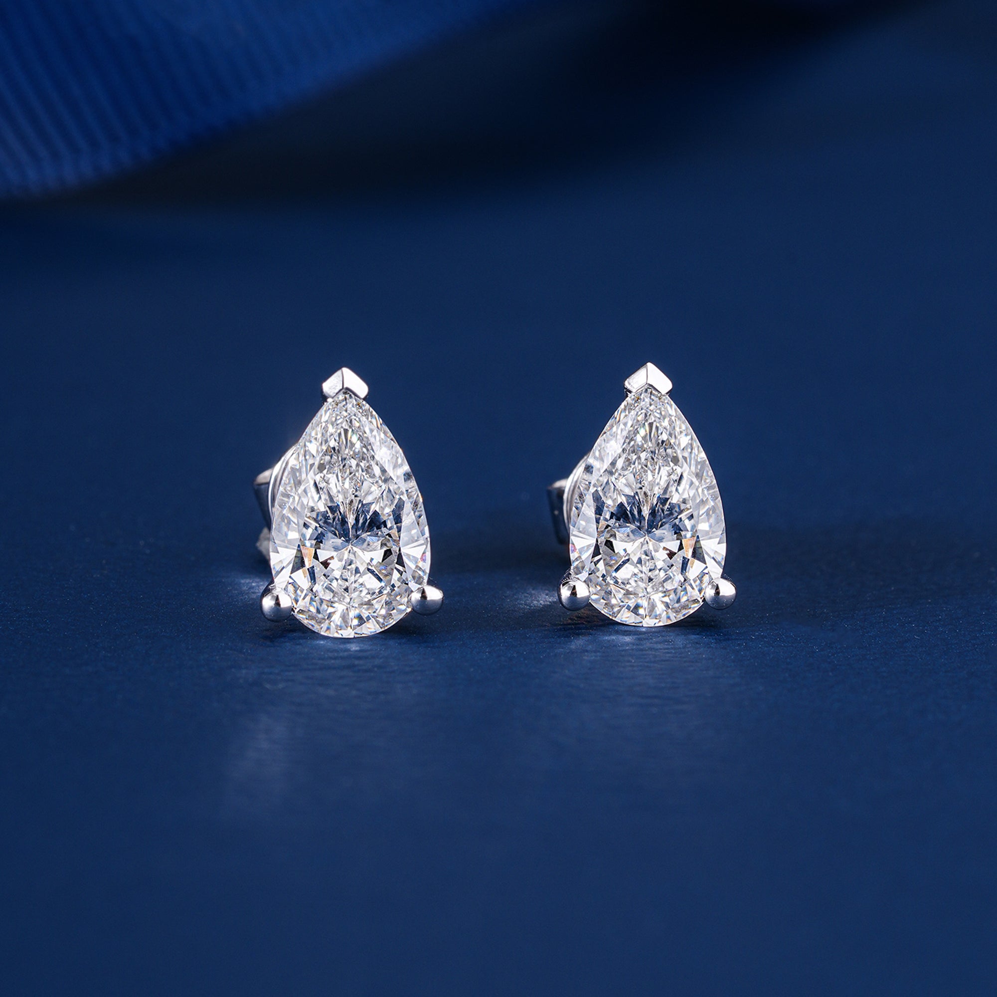 2.20 TCW Pear Cut Lab Grown Diamond Stud Earrings