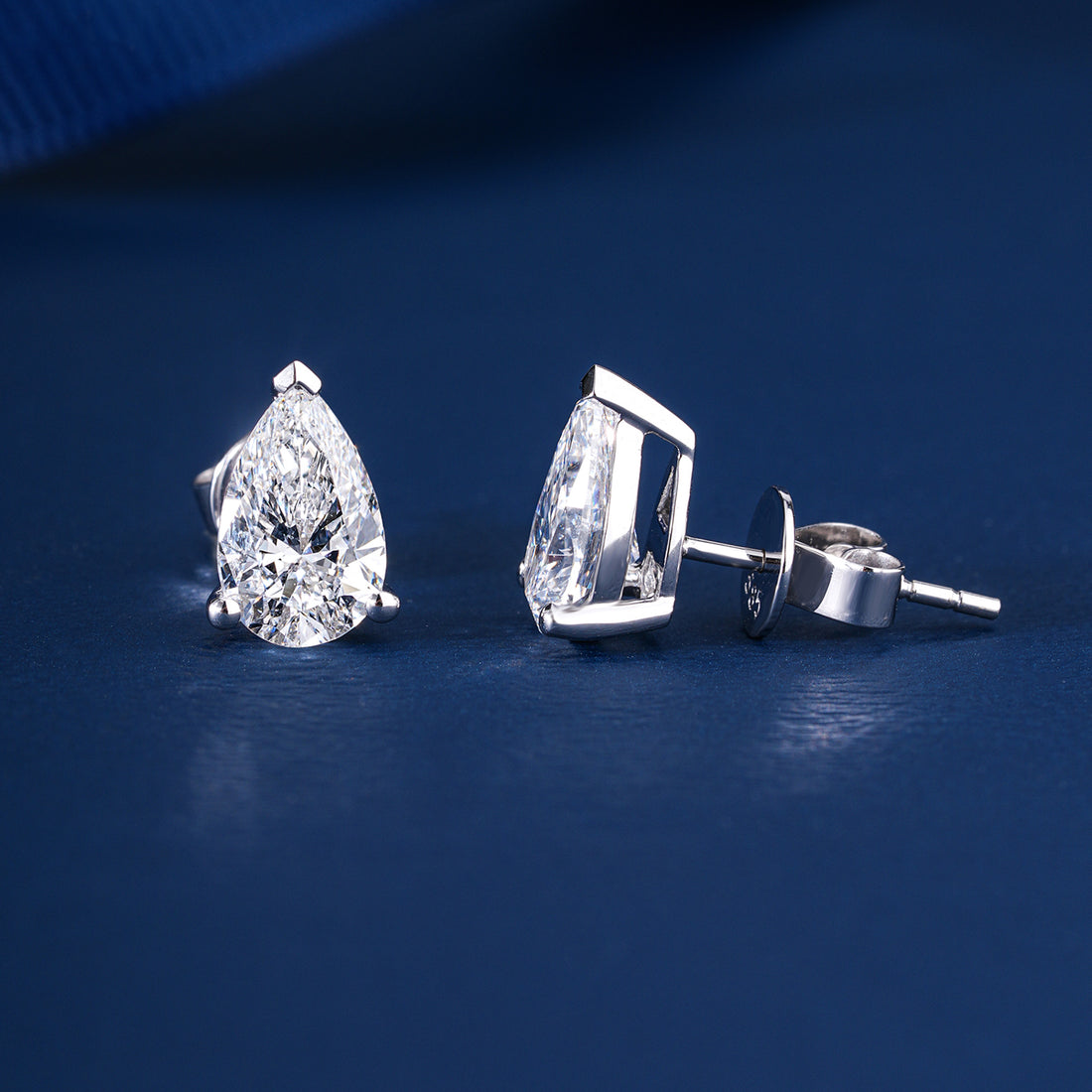 2.40 TCW Pear Cut Lab Grown Diamond Stud Earrings