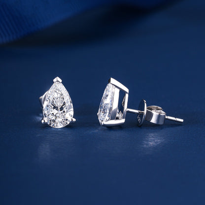 1.0 TCW Pear Cut Lab Grown Diamond Stud Earrings