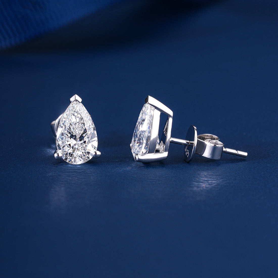2.20 TCW Pear Cut Lab Grown Diamond Stud Earrings