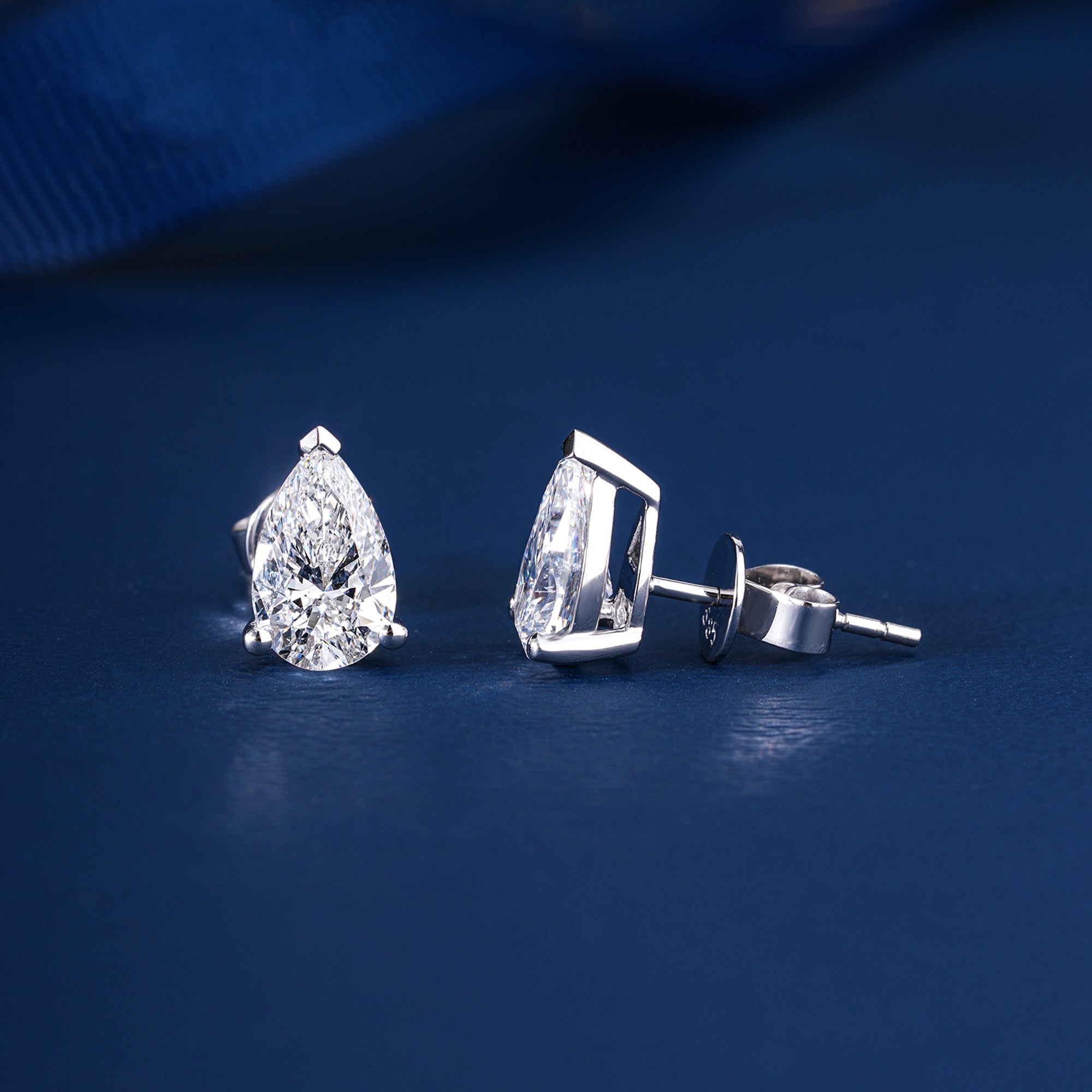 2.15 TCW Pear Cut Lab Grown Diamond Stud Earrings