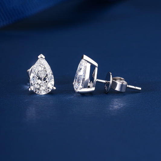 1.50 TCW Pear Cut Lab Grown Diamond Stud Earrings