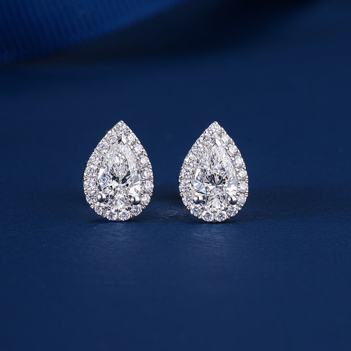1.30 TCW Pear Cut Lab Grown Diamond Stud Earrings