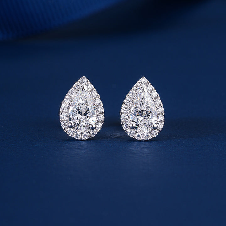 2.40 TCW Pear Cut Lab Grown Diamond Stud Earrings