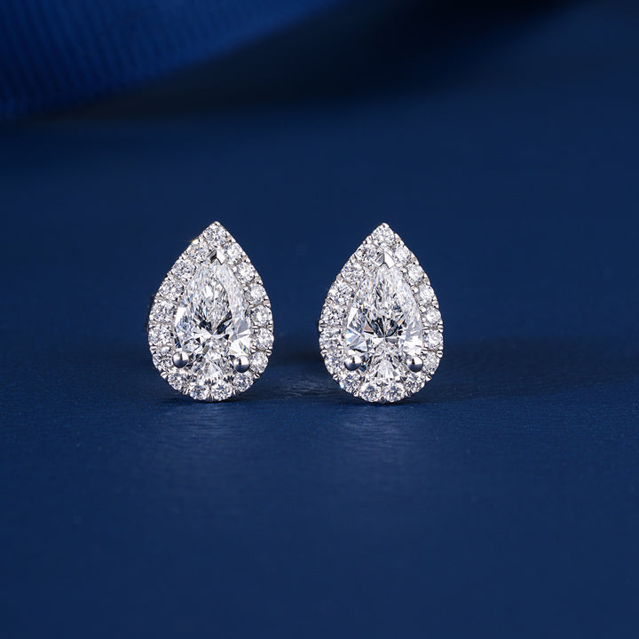 1.80 TCW Pear Cut Lab Grown Diamond Stud Earrings