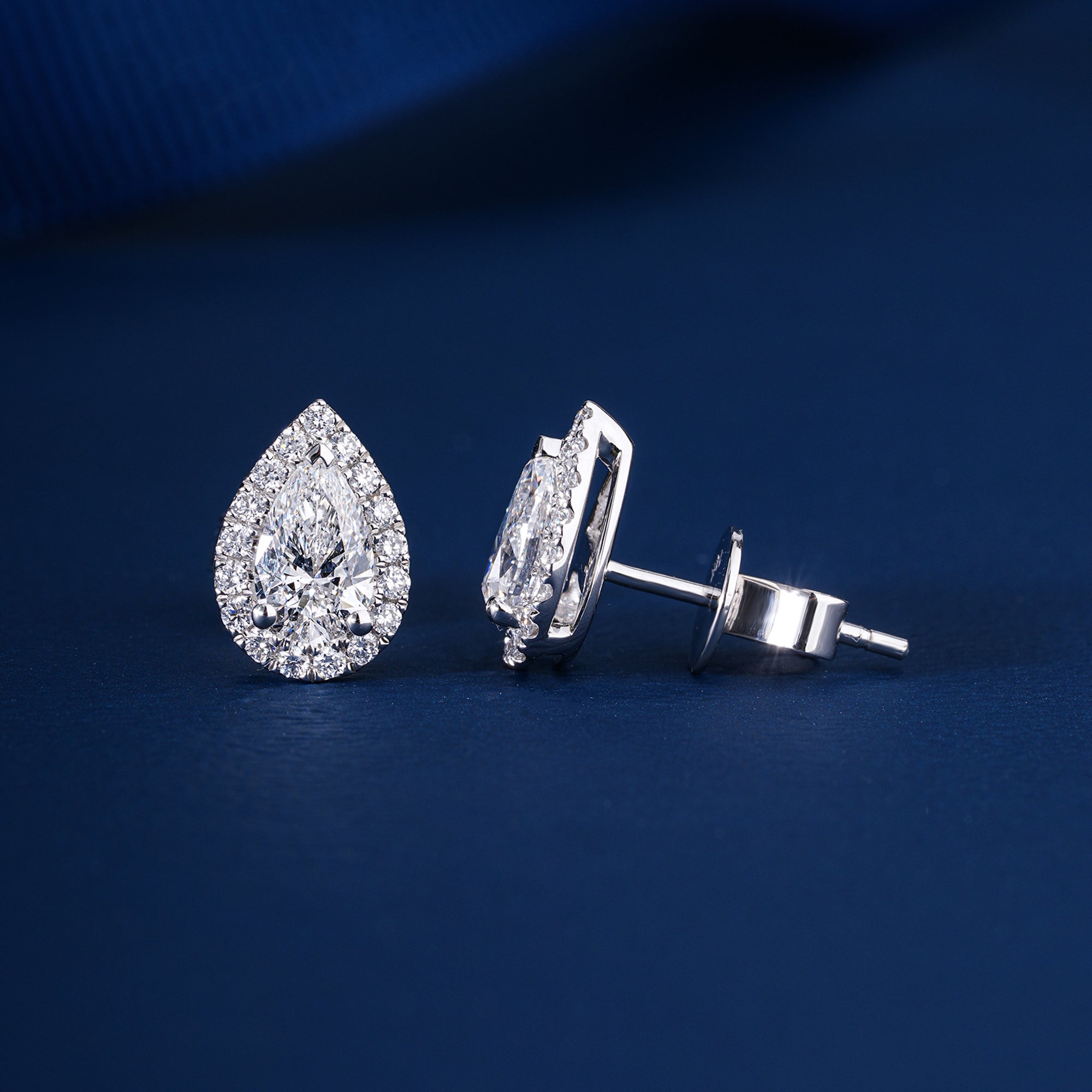 1.30 TCW Pear Cut Lab Grown Diamond Stud Earrings