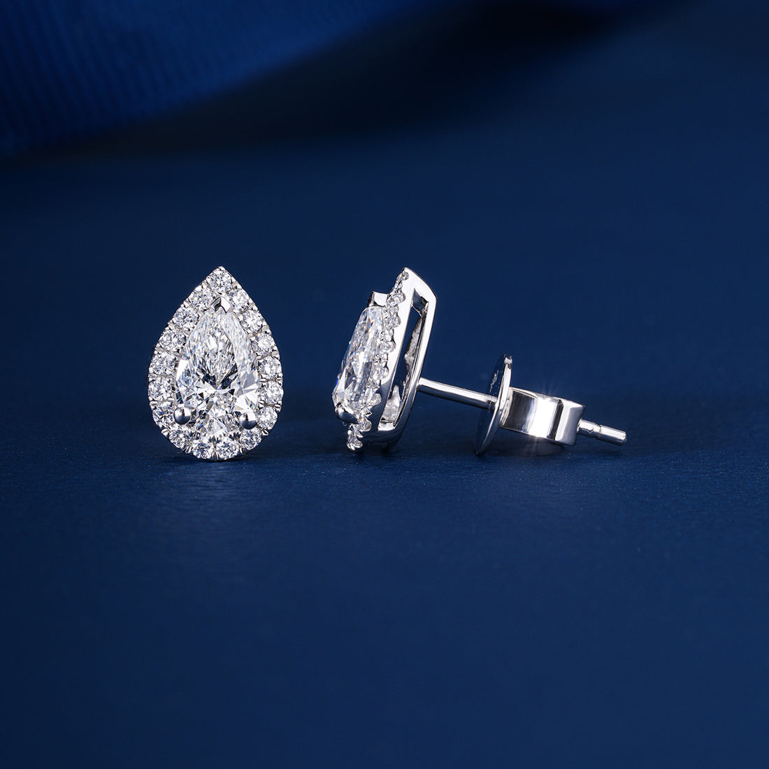 2.40 TCW Pear Cut Lab Grown Diamond Stud Earrings