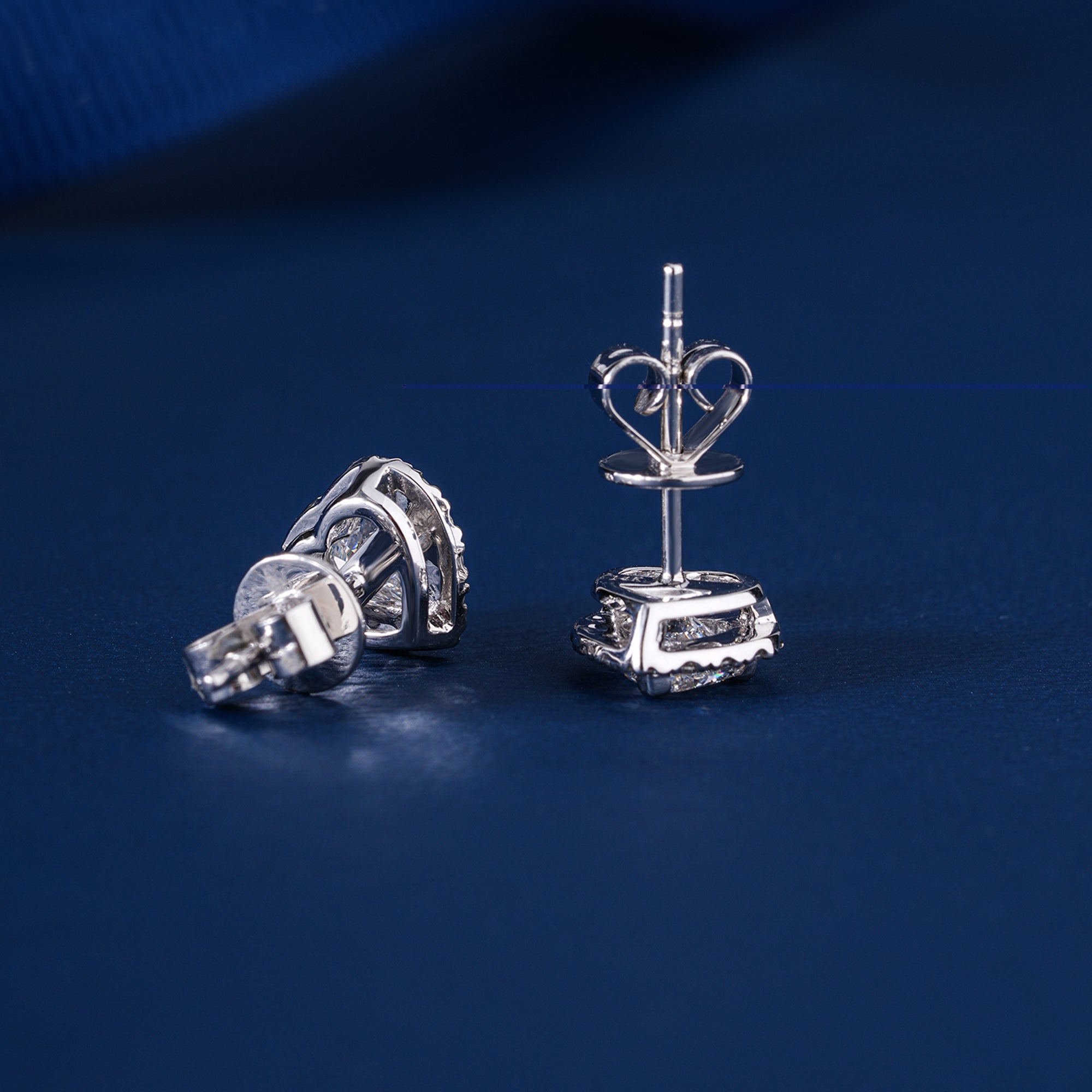 1.0 TCW Heart Cut Lab Grown Diamond Stud Earrings