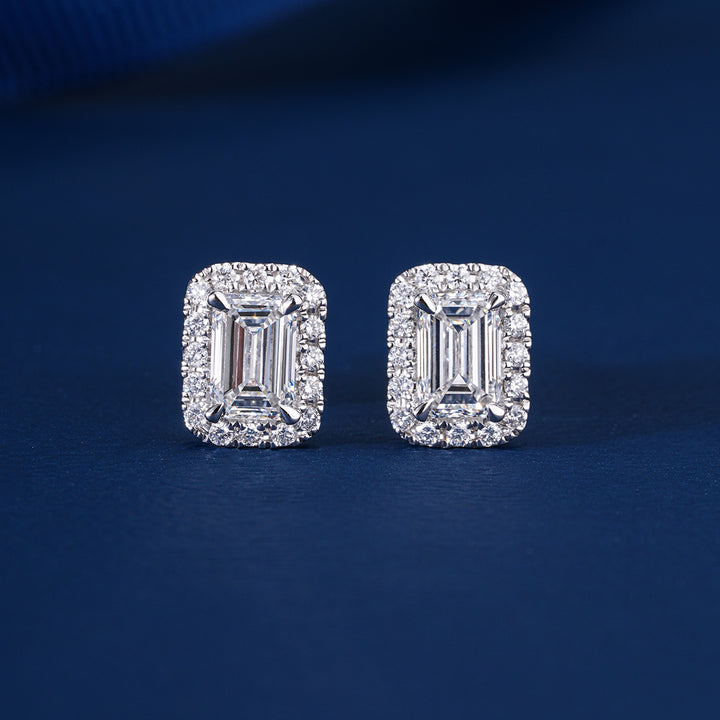 1.60 TCW Emerald Cut Lab Grown Diamond Stud Earrings