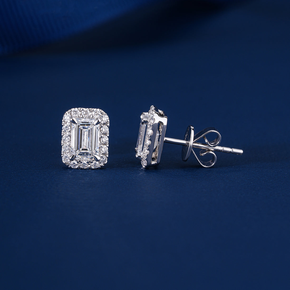 1.60 TCW Emerald Cut Lab Grown Diamond Stud Earrings