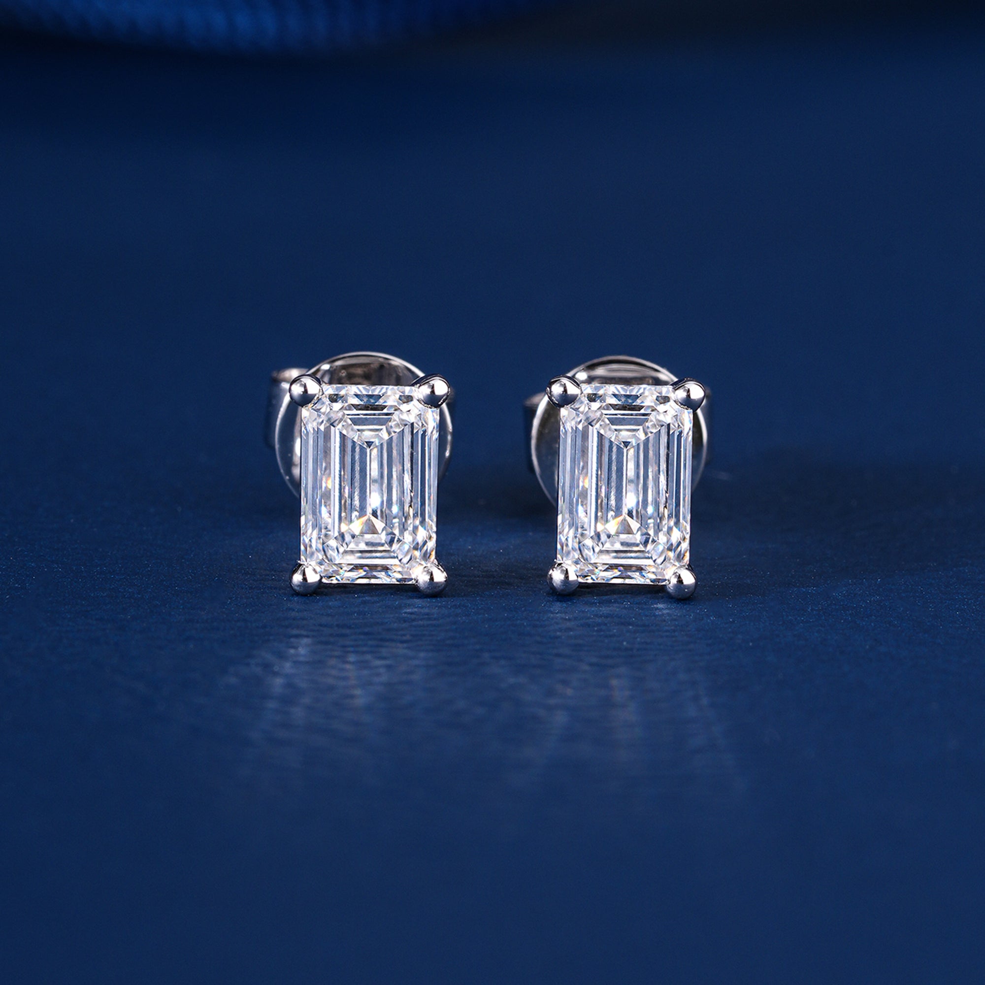 1.50 TCW Emerald Cut Lab Grown Diamond Stud Earrings