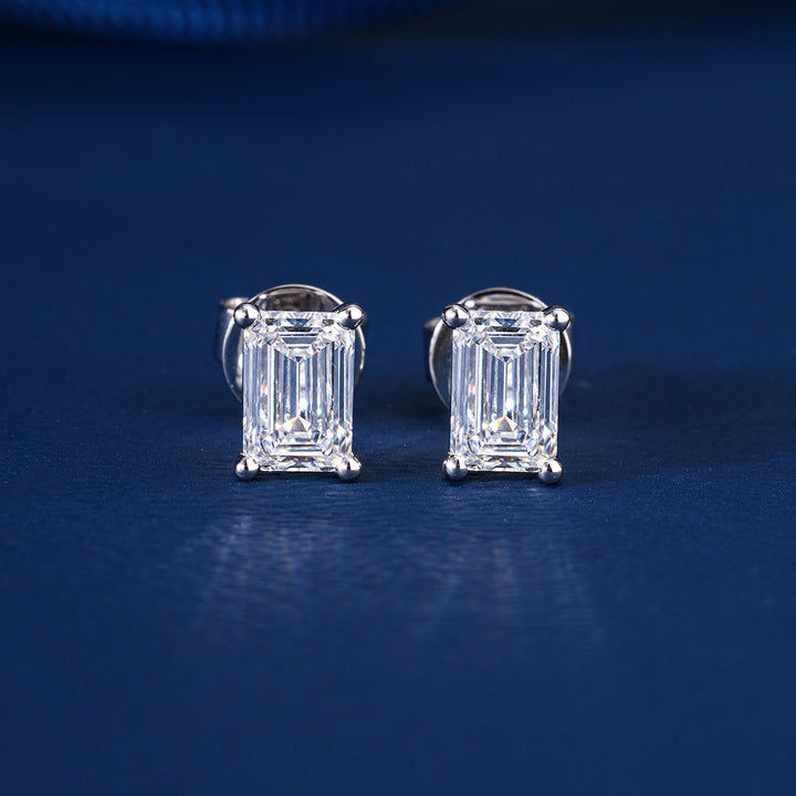 1.50 TCW Emerald Cut Lab Grown Diamond Stud Earrings