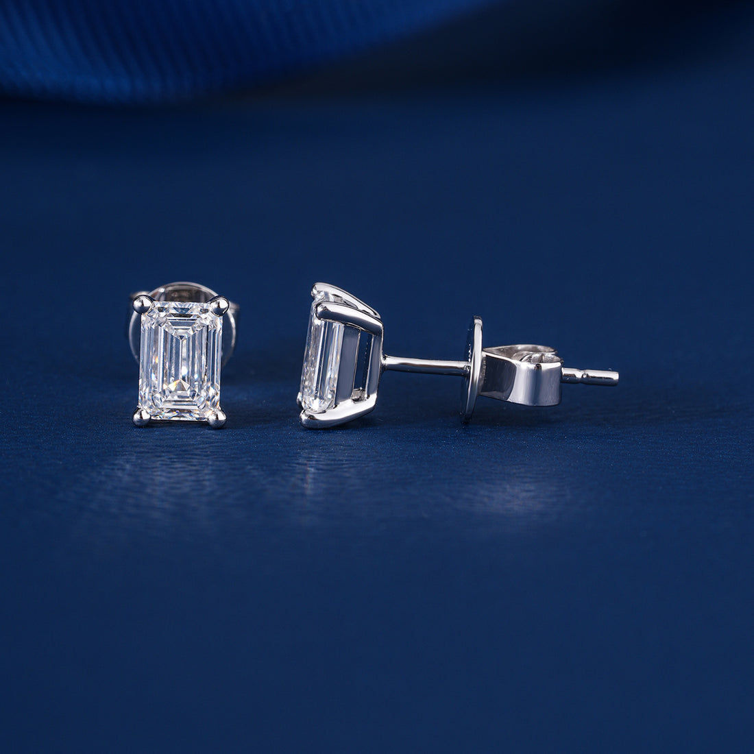 1.50 TCW Emerald Cut Lab Grown Diamond Stud Earrings
