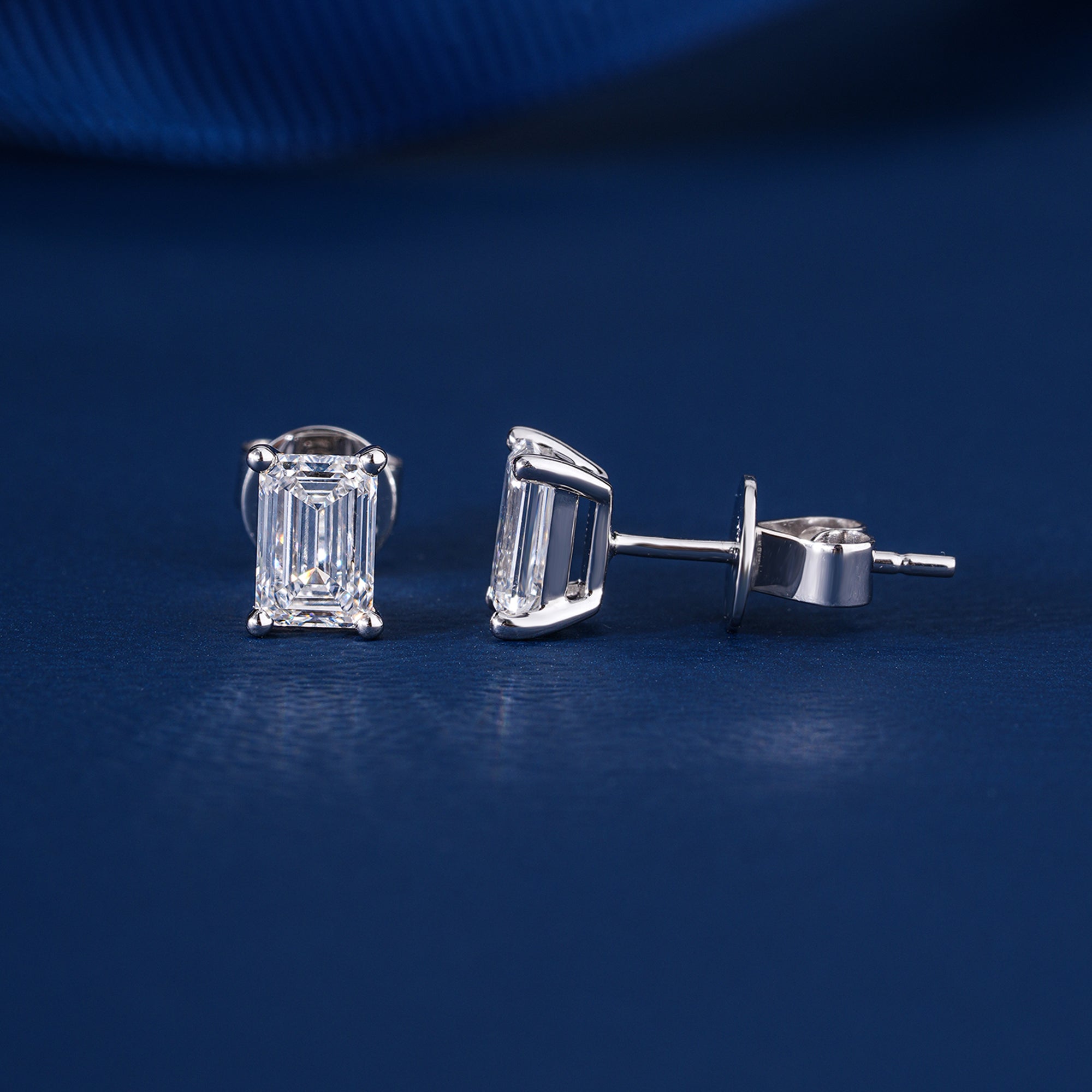 3.0 TCW Emerald Cut Lab Grown Diamond Stud Earrings