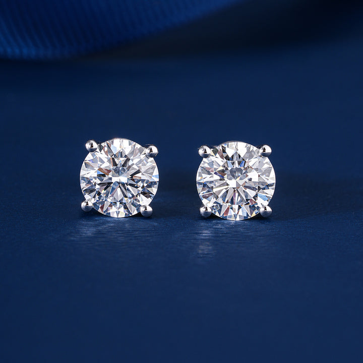 3.0 TCW Round Cut Lab Grown Diamond Stud Earrings