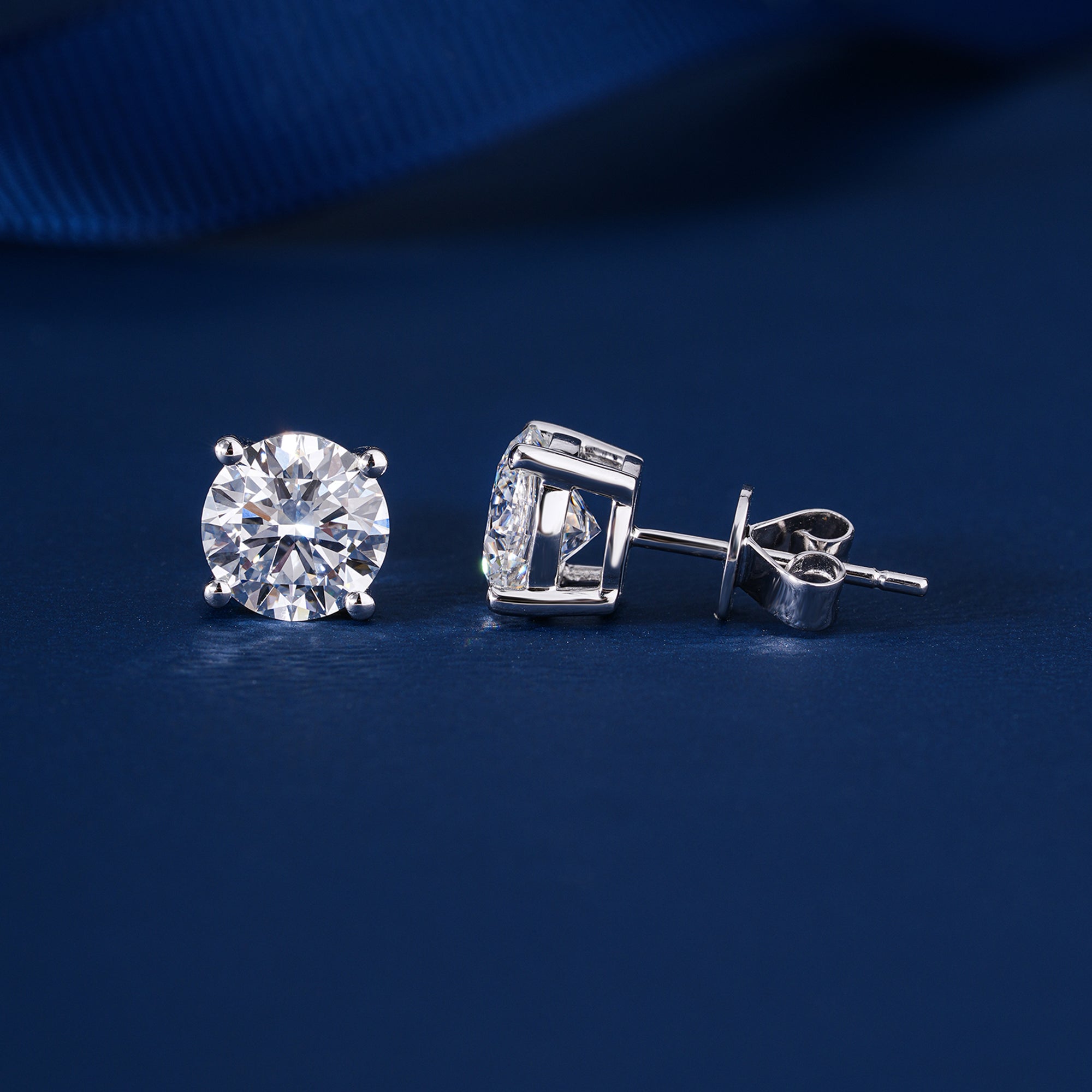 3.0 TCW Round Cut Lab Grown Diamond Stud Earrings