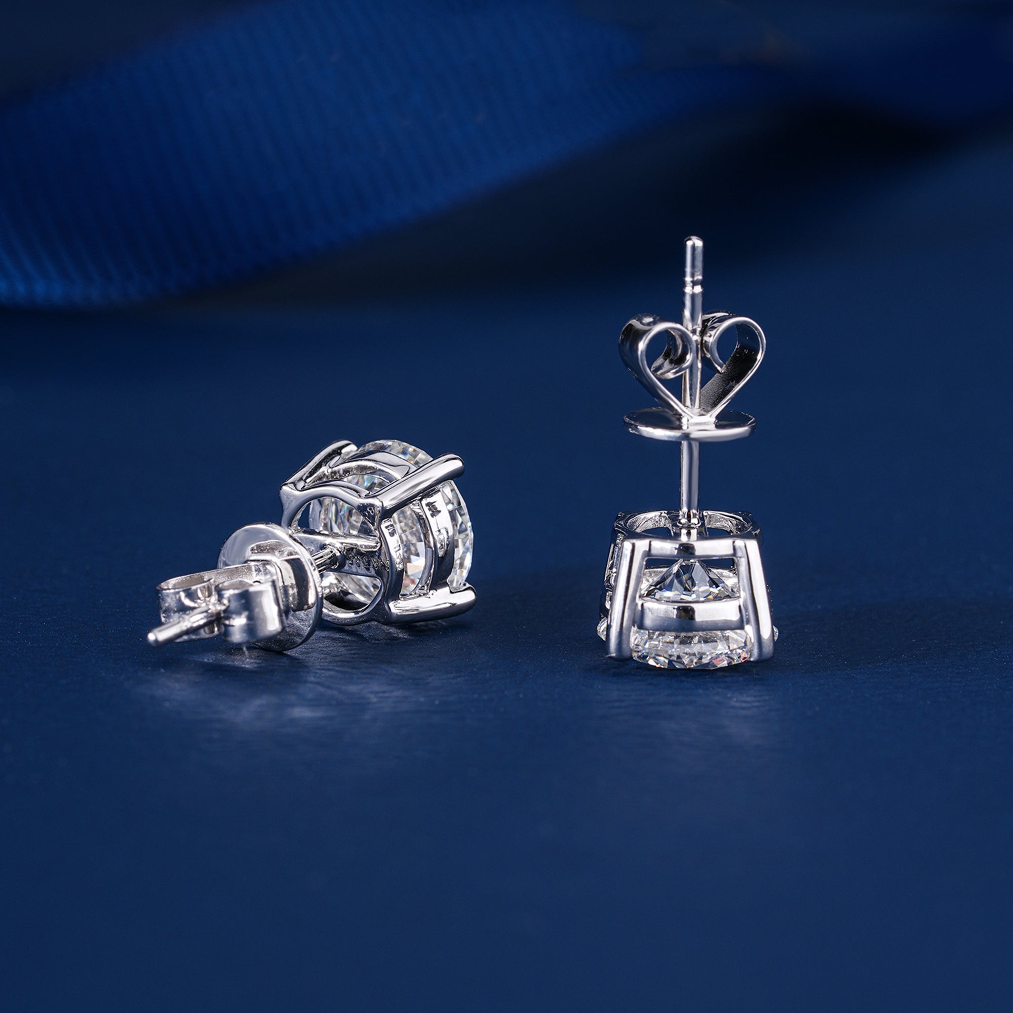 3.0 TCW Round Cut Lab Grown Diamond Stud Earrings