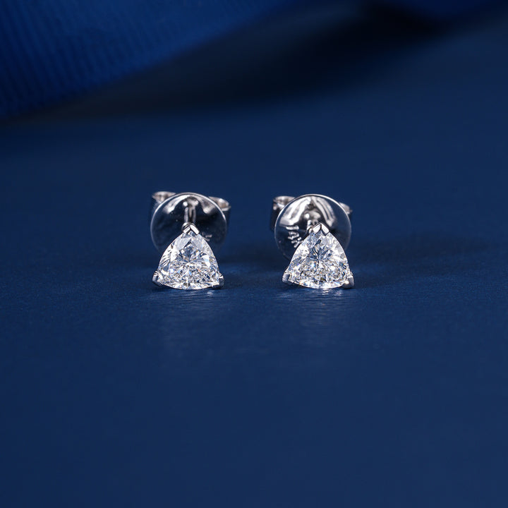 0.55 TCW Trillion Cut Lab Grown Diamond Stud Earrings