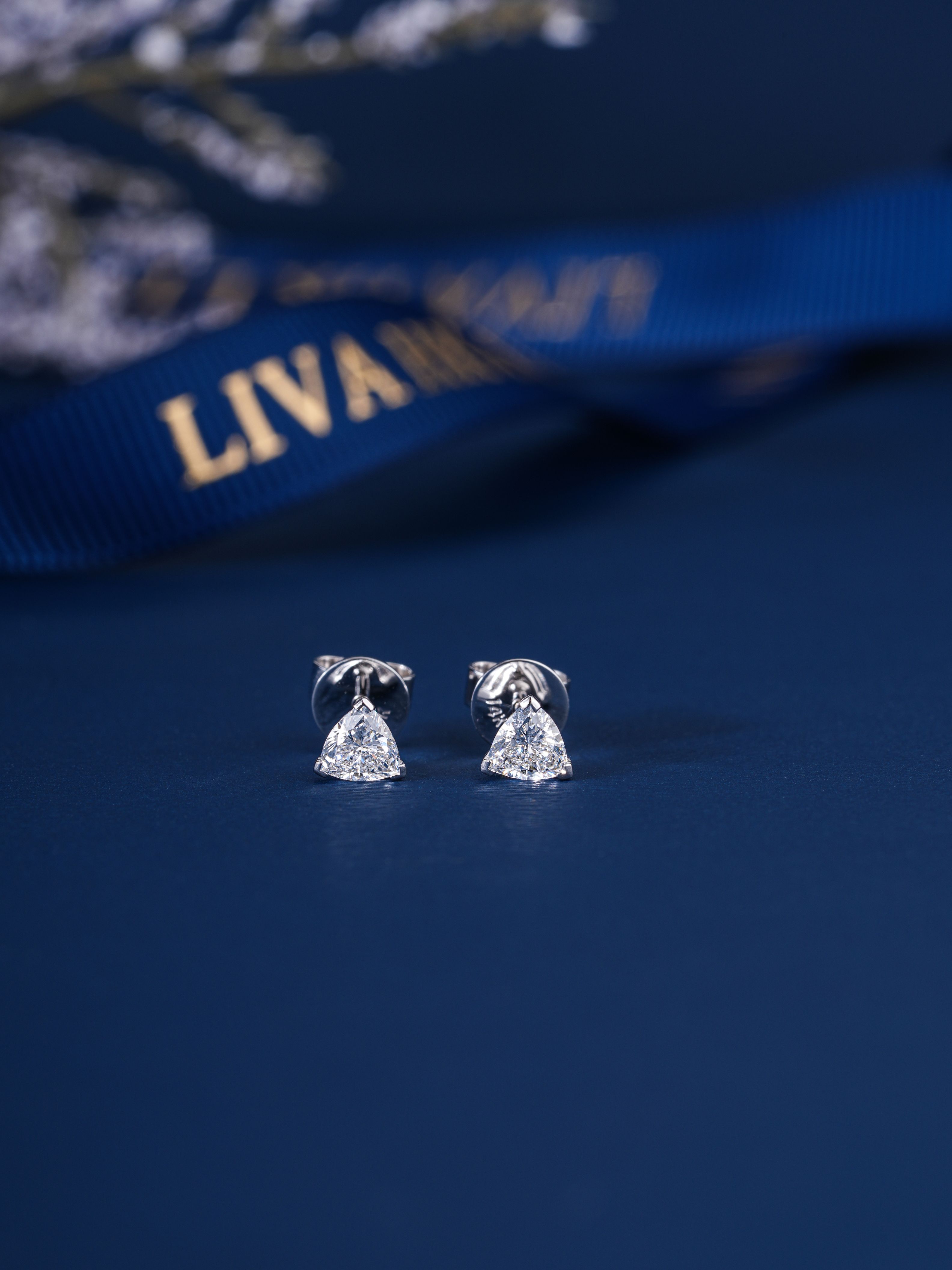 0.45 TCW Trillion Cut Lab Grown Diamond Stud Earrings