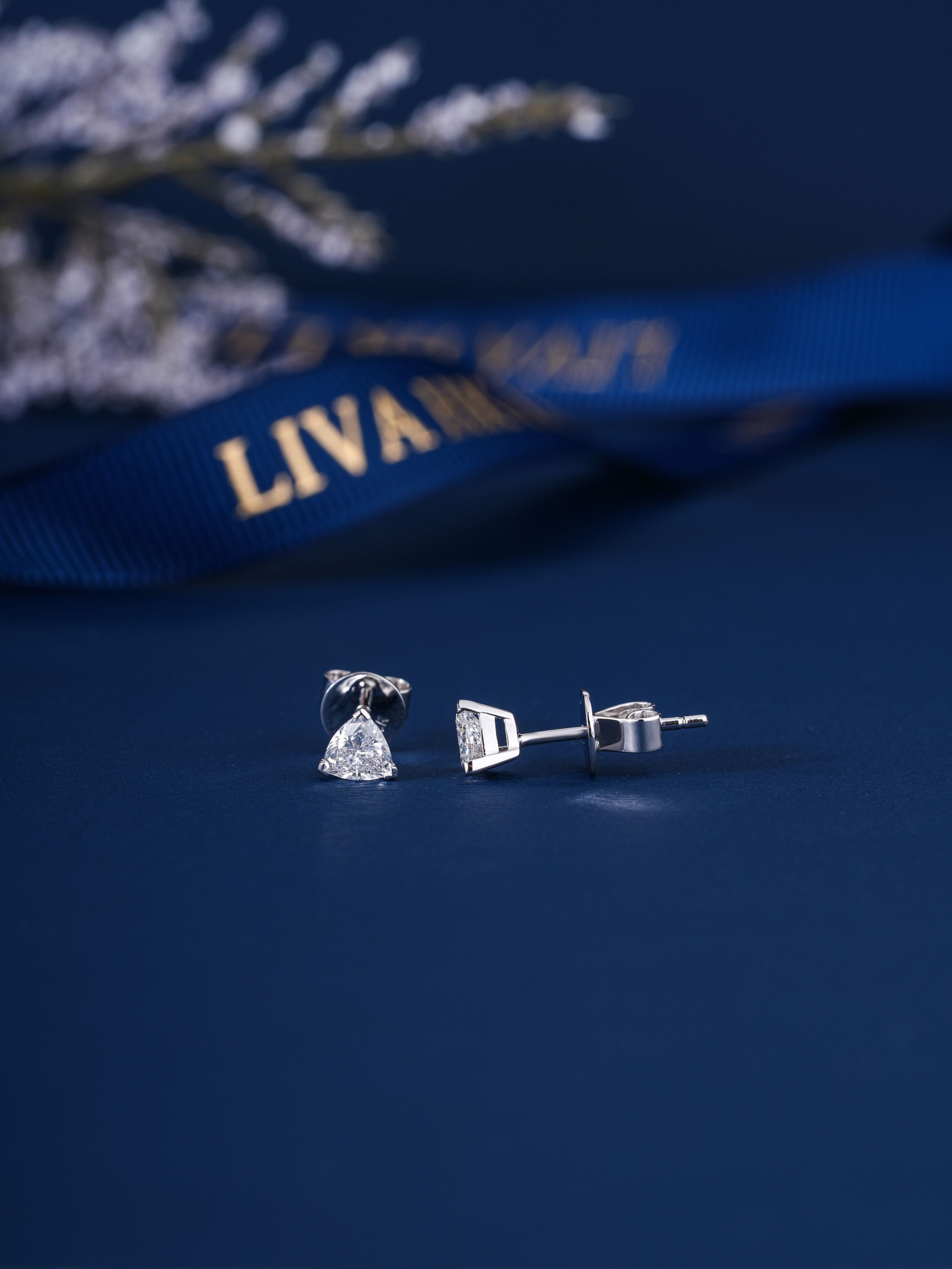 0.45 TCW Trillion Cut Lab Grown Diamond Stud Earrings