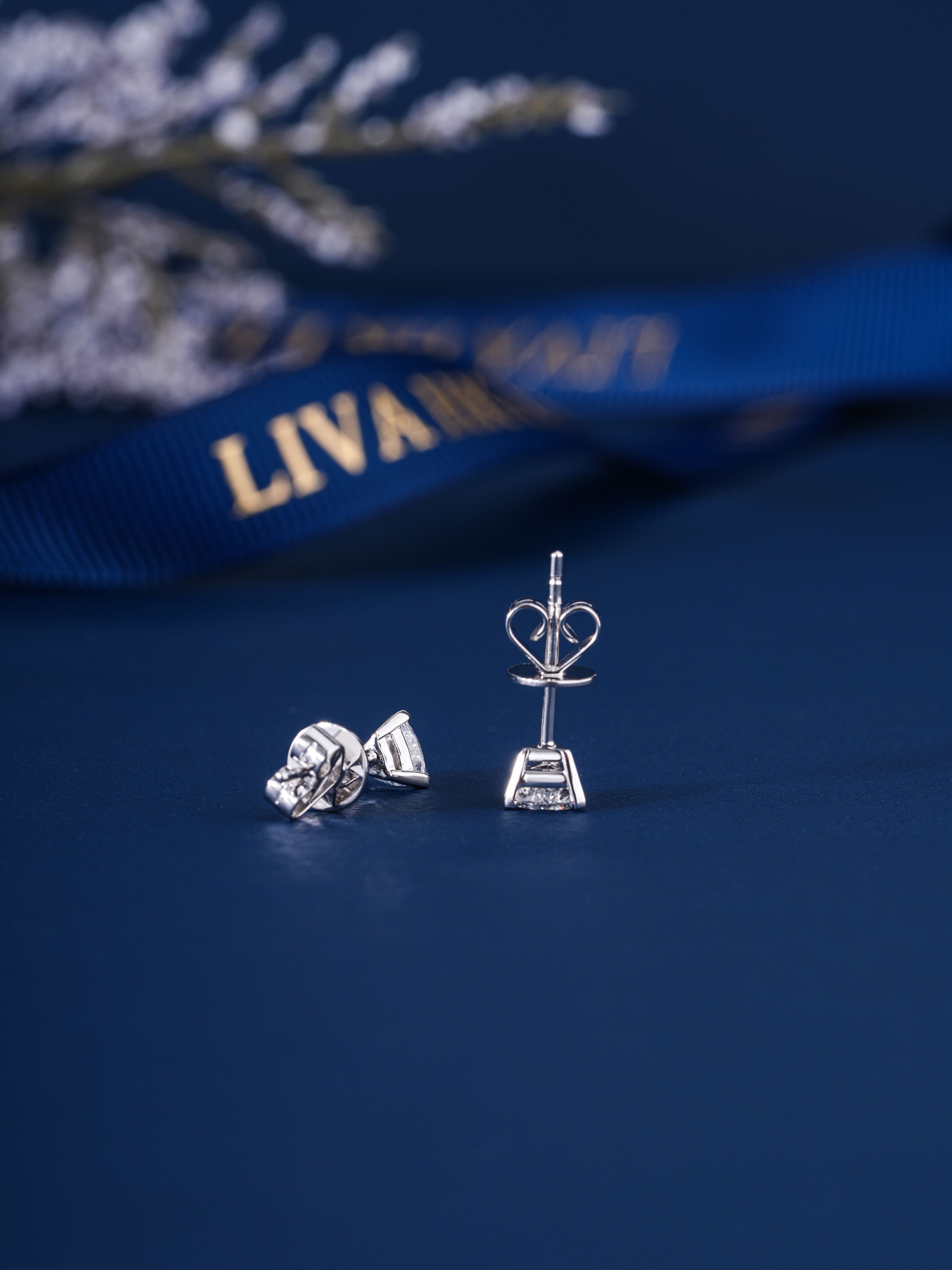 0.45 TCW Trillion Cut Lab Grown Diamond Stud Earrings