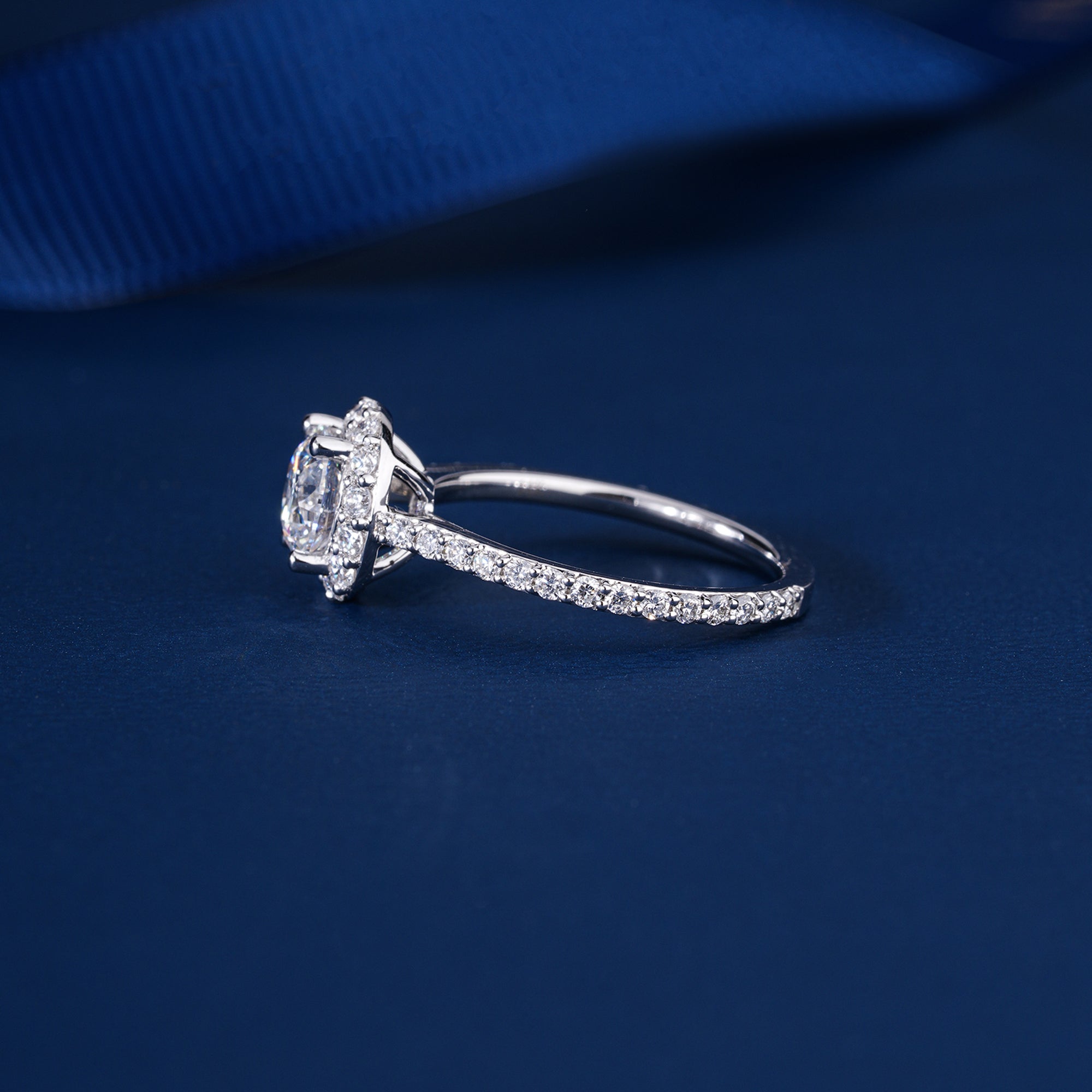 1.0 CT Round Cut  Diamond , Halo & Pave Engagement Ring