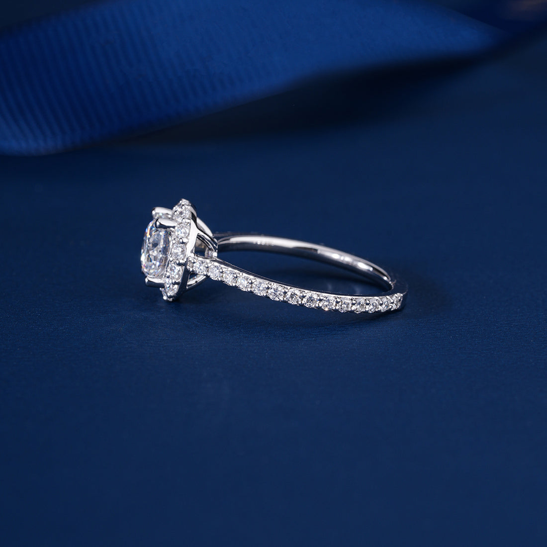 1.0 CT Round Cut  Diamond , Halo & Pave Engagement Ring